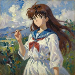 Classical oil painting of Kirisame Marisa painted in the style of the old masters, Touhou project, anime, painterly, thick heavy impasto, expressive impressionist style, painted with a palette knife