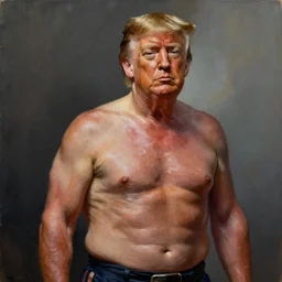 “the ultimate gigachad, incredibly muscular Donald Trump, Donald Trump with chiseled jawline, trending on /r/moreplatesmoredates, oil on canvas artstation by J. C. Leyendecker and Edmund Blair Leighton and Charlie Bowater octane render”