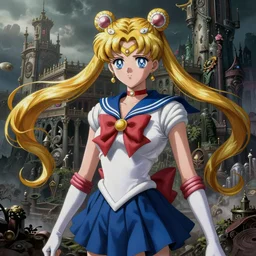 h. r. giger inspired sailor moon, hyper realistic, fantasy art, in the style of chris foss and alan lee, intricate, hyper detailed, smooth