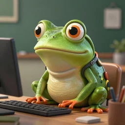 pepe the frog as a programmer, hypermaximalistic, high details, cinematic, 8k resolution, beautiful detailed, insanely intricate details, artstation trending, octane render, unreal engine,
