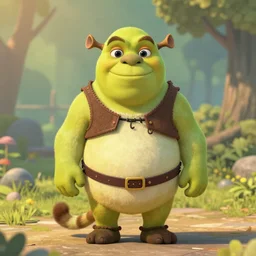 full character body of a cat as that looks like shrek.