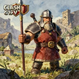 clash of clans barbarian in Watercolor