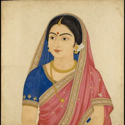 a portrait of an elegant lady, kalamkari painting