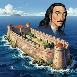 a beautiful detailed anime illustration of nature sea fort by salvador dali, bioshock cyberpunk alien darkacademia neon noir tron hyperrealism, archdaily, wallpaper, highly detailed, trending on artstation.