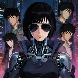 photo portrait of a japanese cyberpunk cyborg girl, finely detailed features, cyborg robot parts, aviators, dramatic cinematic, at cyberpunk city, ghost in the shell, akira, odeo, cinematic lighting, in danger, noir, trending on pixiv fanbox, painted by greg rutkowski makoto shinkai takashi takeuchi craig mullins, alphonse mucha, studio ghibli, pixiv