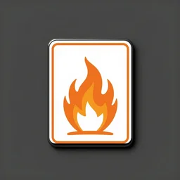 minimalistic clean enamel pin of fire flame warning label, retro design
