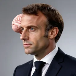 Emmanuel Macron with big brain in American Psycho (1999)