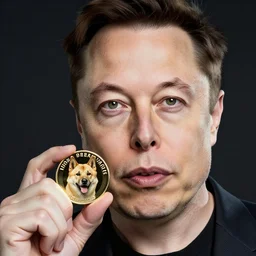 ilon musk holding a doge coin