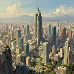 futuristic city of manila, illustration painting, intricate, detailed illustration, hd, digital art, overdetailed art, concept art, complementing colors, detailed, illustration painting by leonardo da vinci, digital art, overdetailed art, concept art, complementing colors rendered by beeple, syd meade,
