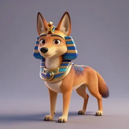 jackal dog being pharao, ultra rendered, style of maple story and zootopia, 3 d animation demo reel, portrait studio lighting by jessica rossier and brian froud and gaston bussiere