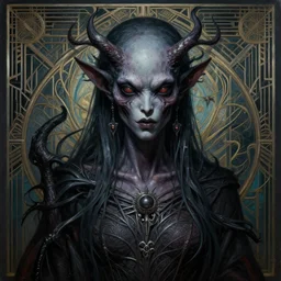 hiperrealistic, ultra detailed art deco painting of an anthrophomorphised nightmare, character art, character study, 4 k uhd, post production, dark tones, intricate, masterpiece, sharp focus