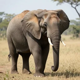 an elephant without a trunk nor ears