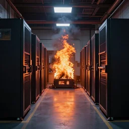 Stable Diffusion server hall on fire due to overheating