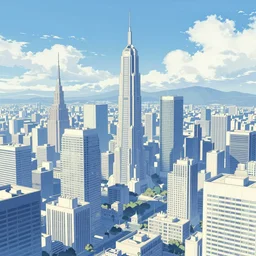 futuristic city in the style of Chiho Aoshima