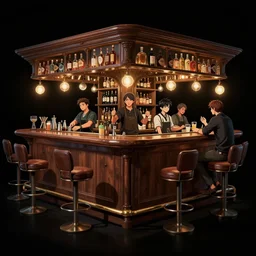 dive bar, black background, extremely detailed, sharp focus, wide view, full body shot, smooth, digital illustration, by james jean, by rossdraws, frank franzzeta, mcbess, sakimichan, brosmind, steve simpson
