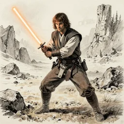 prehistoric draw of a jedi battle