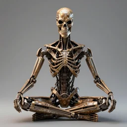 photo of a meditating terminator, detailed, high resolution, studio light