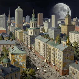 It’s crowded streets of Russian panel houses quarters on the Moon city, Norilsk, sci-fi, fantasy, intricate, very very beautiful, elegant, highly detailed composition, digital painting, artstation, concept art, smooth, sharp focus, illustration, art by artgerm and greg rutkowski and alphonse mucha