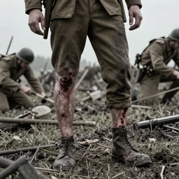 man with missing a leg in world war 1, gorey battle field