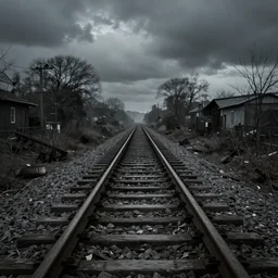 the railroad is a place of death. it's where the forgotten and the damned go to die. it's a place of dark secrets and hidden terror. photorealistic