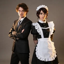 chuck norris in 2 b cosplay victorian maid studio lighting cinematic photoshoot