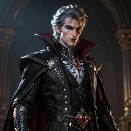 vampire wizard in noble clothes unreal engine octane render, perfect composition, dramatic lighting