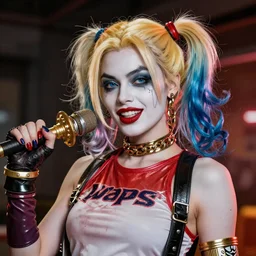 cosplay on fiery harley queen, ultra mega super hyper details of the face, full body, ultra mega super hyper detail, ultra mega super hyper modernization, cinematic, dynamic lighting, ultra mega super hyper realistic, ultra mega super hyper beautiful