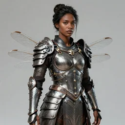 “ brown woman wearing a dragonfly armor. intricate. super detailed. award winning. ”