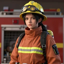 beautiful portrait of a female fire fighter who looks like Boa Hancock  , character design by Brad Knuckle and Mark Brooks  4k unreal engine detailed, soft lighting