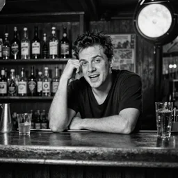 a black and white photo of a sleezy bar