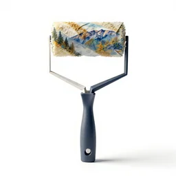 origami-style paint roller, stylized 3d render, isolated on a pure white background, centered, entire object in frame, sharp focus, soft studio lighting