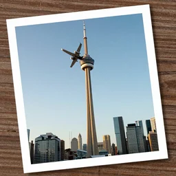 airplane crashing into cn tower, postcard