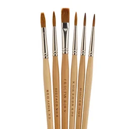 engraved paintbrush set, 8k product photo, isolated on a pure white background, centered, entire object in frame, sharp focus, soft studio lighting