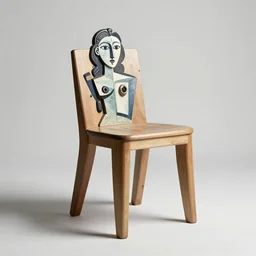 chair designed by pablo picasso, 8 k resolution, advertisement