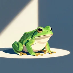 An illustration of a frog, flat colors, minimalist