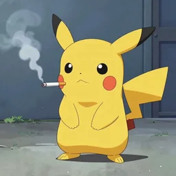 pikachu smoking a cigarette