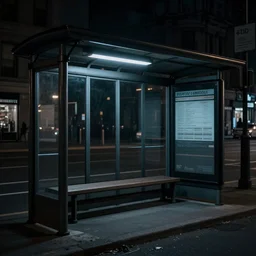 dark city bus stop, from noir film, very detailed,ArtStation