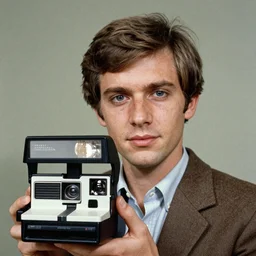 A photograph portrait of Jerma985 with short-medium length hair a combover wearing early 1970s menswear in the early 1970s, taken in the early 1970s, grainy, taken on a 1970s Polaroid Camera, realistic, hyperrealistic, very realistic, highly detailed, very detailed, extremely detailed, detailed, digital art, trending on artstation, colorized photo