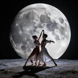 Georgian dancers dancing on the moon