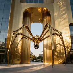 spider gold knitting gate of building by zaha hadid