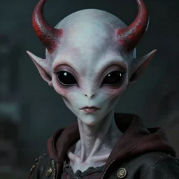 a portrait of a alien creature pale skin black eyes devil animal illustrated by miyazaki by karol bak, james jean, tom bagshaw, rococo, sharp focus, trending on artstation, cinematic lighting, hyper realism, octane render, 8 k, hyper detailed, vivid, ultra detailed, highly detailed