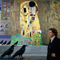 crows in a medieval city, hyperrealistic film still by edward hopper, by gottfried helnwein, by klimt, by paolo uccello, art nouveau, highly detailed, strong lights, liminal, eerie, metaphysical, bright pastel colors,
