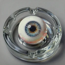 one round human eyeball in the ashtray, oil paiting, highly detailed, masterpiece