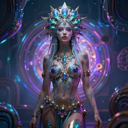 psychedelic goddess, cyberpunk art, trending on artstation