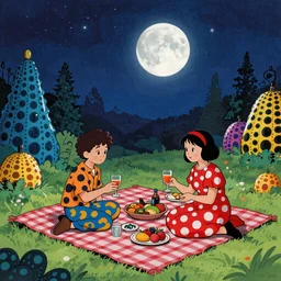 moonlit picnic by yayoi kusama