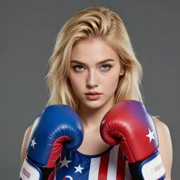character concept art of a blonde female boxer wearing stars and stripes | cute - fine - face, pretty face, realistic shaded perfect face, key visual, fine details by stanley artgerm lau, wlop, rossdraws, james jean, andrei riabovitchev, marc simonetti, and sakimichan, tranding on artstation