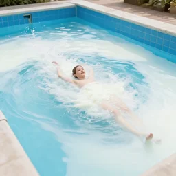 a swimming pool full of milk