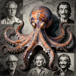 octopus by beksinski, anni albers, andreas achenbach, frank aurbach, mordecai ardon,, yves tanguy, michaelangelo, banksy, greg rutowski, picasso, dali, warhol, escher