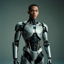 a cinematic film still of rapper lil skies as a cybernetic cyborg, cgi, surrealism, film photography
