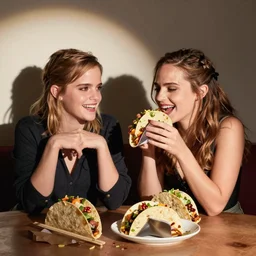 emma watson and natalie portman having a fun time on taco tuesday night!
